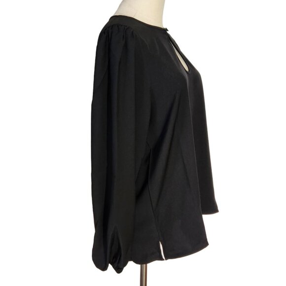 J Crew Black Puff Sleeve Keyhole Neckline Crepe Top Blouse BL712 Women Size T S - Picture 2 of 16